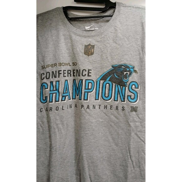 Nike Carolina Panthers Super Bowl 50 Conference Champs T-Shirt Men’s Large EUC - Picture 2 of 7